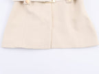 Women Clothing Fashionable Slim Fit Belt Blazer Bell Bottom Pants Sets SenDa
