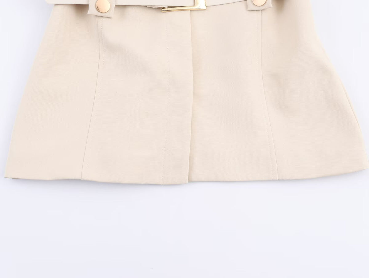 Women Clothing Fashionable Slim Fit Belt Blazer Bell Bottom Pants Sets SenDa