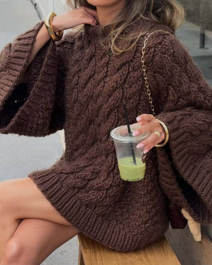 Women Clothing Street Twist Large Sleeves Sweater