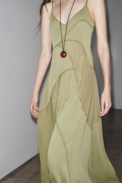 Women Clothing Draping Effect Stitching Dress