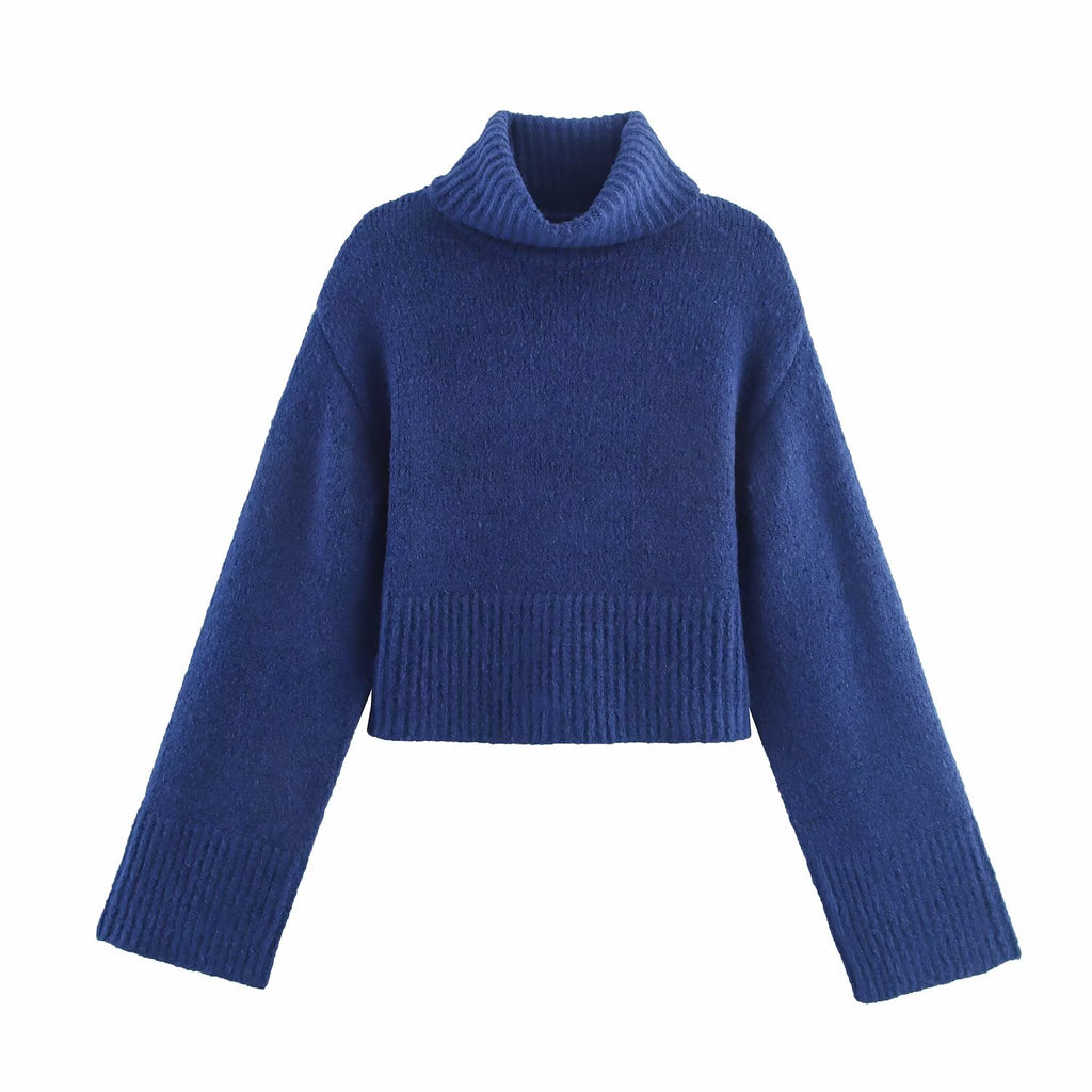 Suéter básico de invierno para mujer, de manga larga y cuello alto, cómodo y a juego.