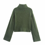 Suéter básico de invierno para mujer, de manga larga y cuello alto, cómodo y a juego.