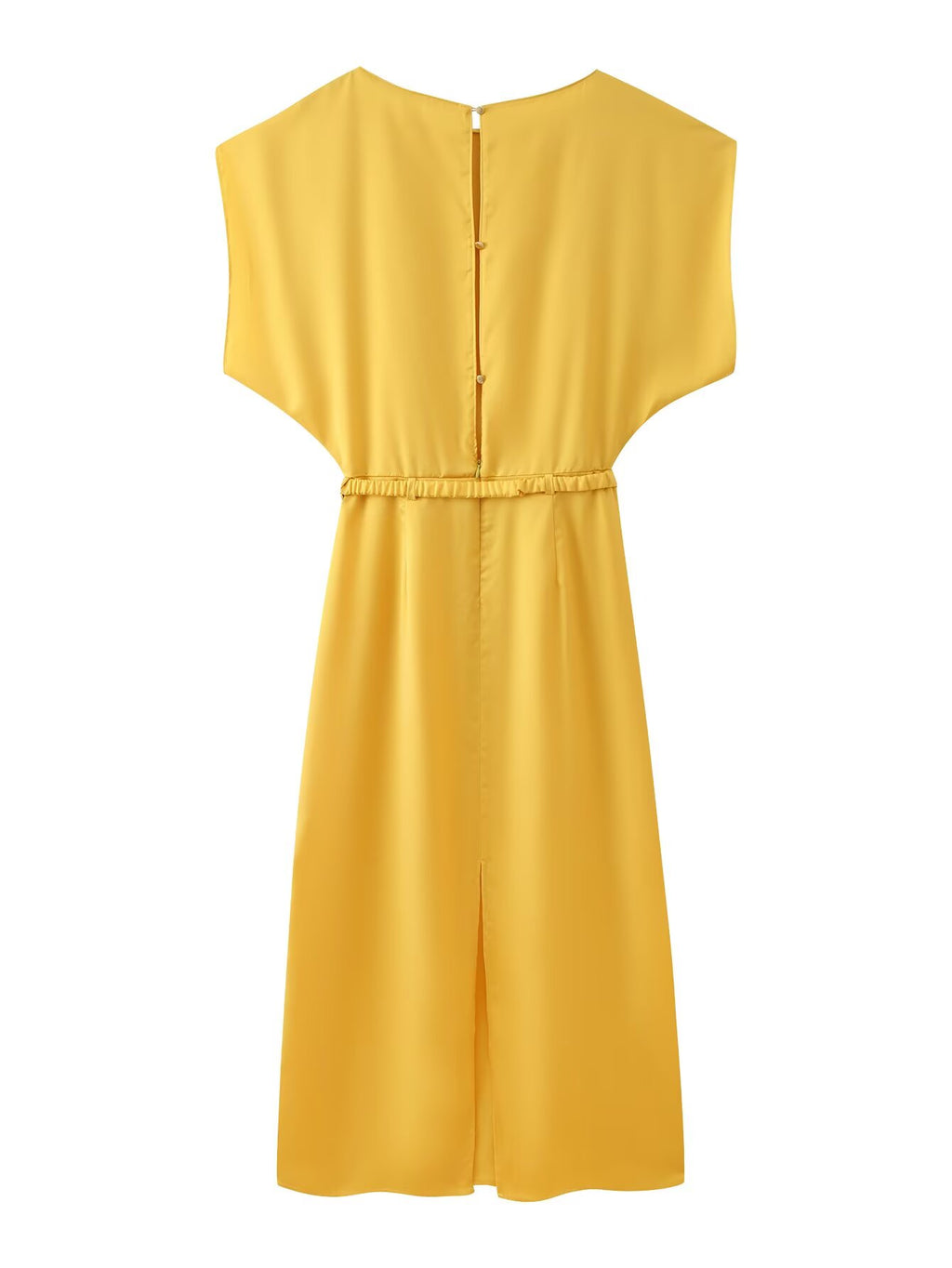 Autumn Women Clothing with Belt Silk Satin Texture Midi Dress for Women CHEN