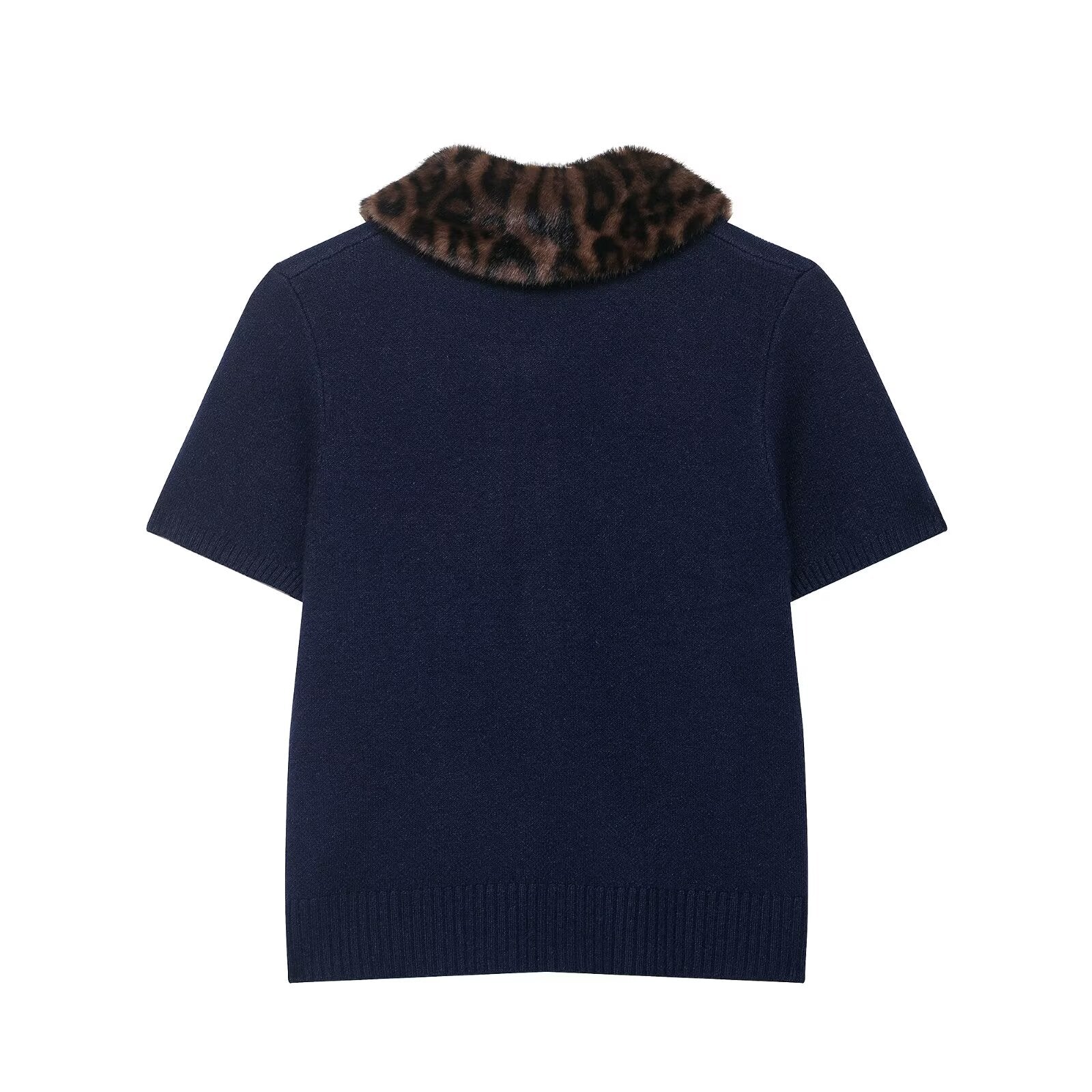 Abrigo de punto con escote y estampado animal para mujer