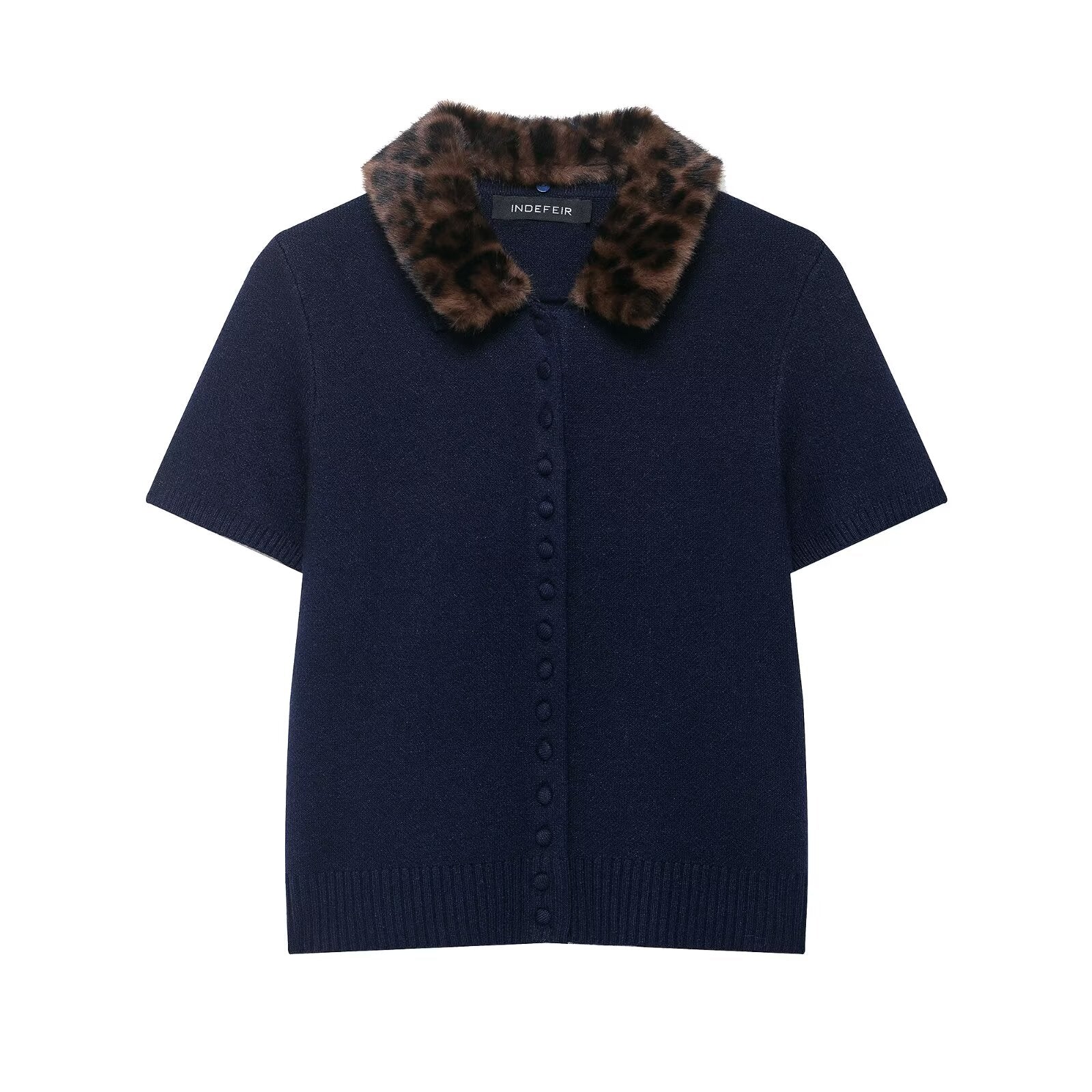 Abrigo de punto con escote y estampado animal para mujer