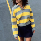 Vêtements d'automne pour femmes : polo rayé à col roulé