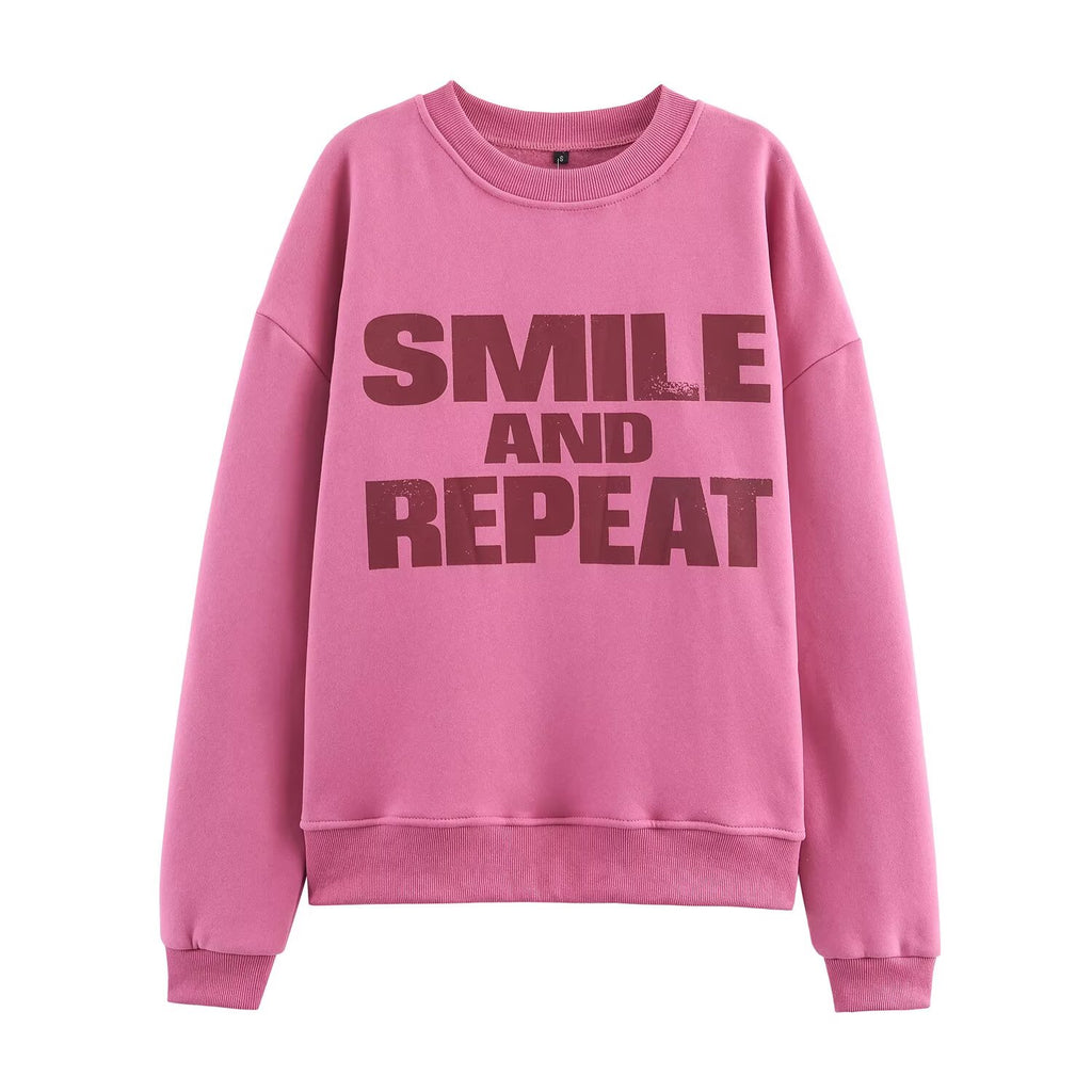 Vêtements femme automne hiver décontractés, sweat-shirts imprimés amples à col rond, faciles à assortir