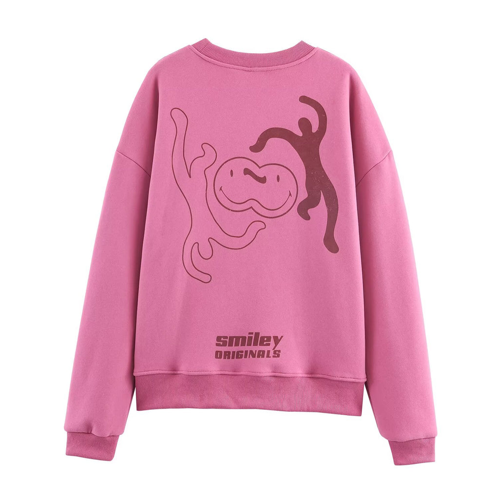 Vêtements femme automne hiver décontractés, sweat-shirts imprimés amples à col rond, faciles à assortir