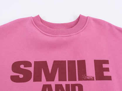 Women Clothing Autumn Winter Casual All Match round Neck Loose Printed Sweatshirts