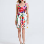 Women High Waisted Printed Halter Top Short Dress With Elastic Back Straps