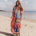 Quick Drying Silky Marbling Robe Vacation Loose Beach Maxi Dress Bikini Swimsuit Blouse EvenStar
