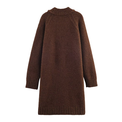 Advanced Retro Lazy V neck Sweater Coat Women Autumn Winter Loose Mid Length Soft Glutinous Knitted Cardigan