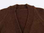 Pull-over rétro à col V décontracté pour femme, automne-hiver, coupe ample, mi-long, en maille gluante douce.