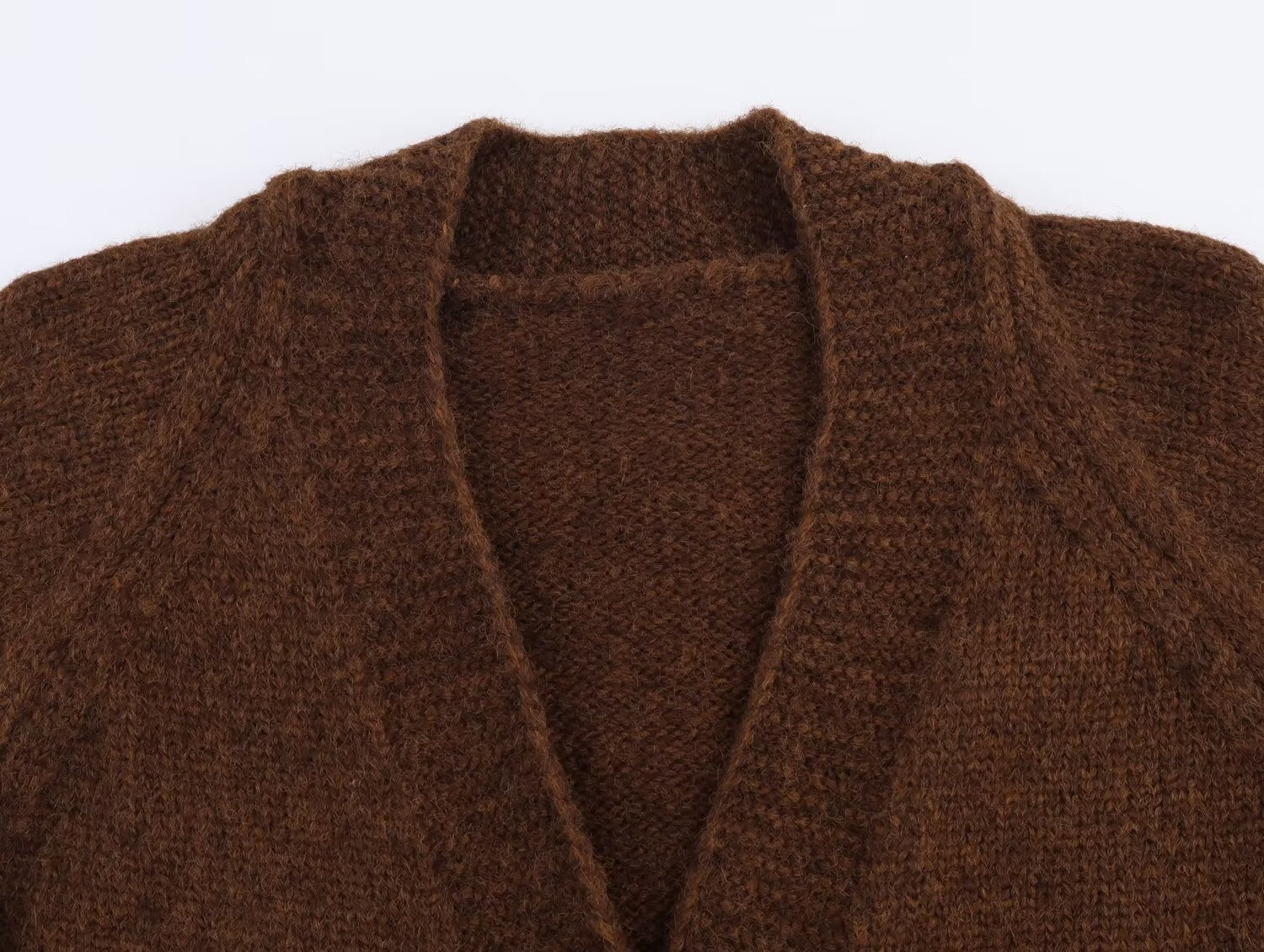Suéter retro avanzado con cuello en V para mujer, cárdigan de punto suave, suelto, de longitud media, para otoño e invierno