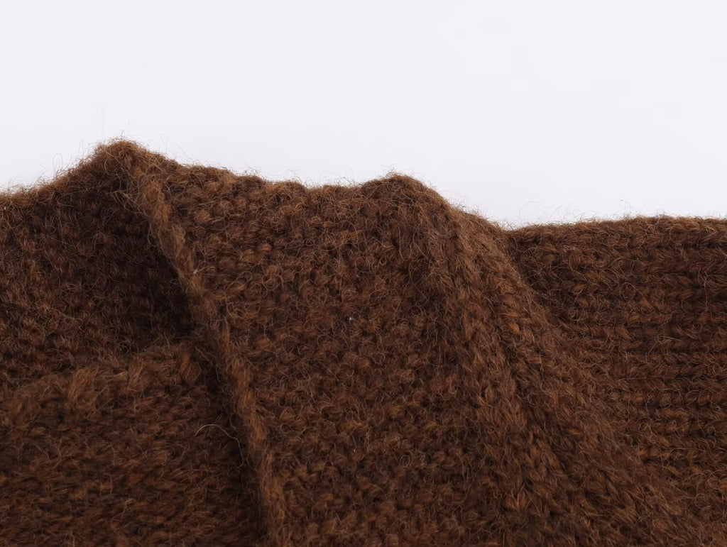 Pull-over rétro à col V décontracté pour femme, automne-hiver, coupe ample, mi-long, en maille gluante douce.