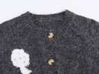 Gilet en maille à motif champignons et boutons mignons, coupe ample, style niche, vêtement d'extérieur