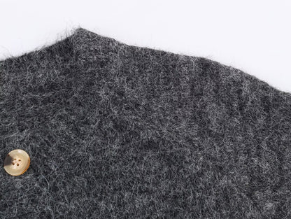 Mushroom Pattern Cute Button Cardigan Knitted Cardigan Loose Design Niche Sweater Outerwear