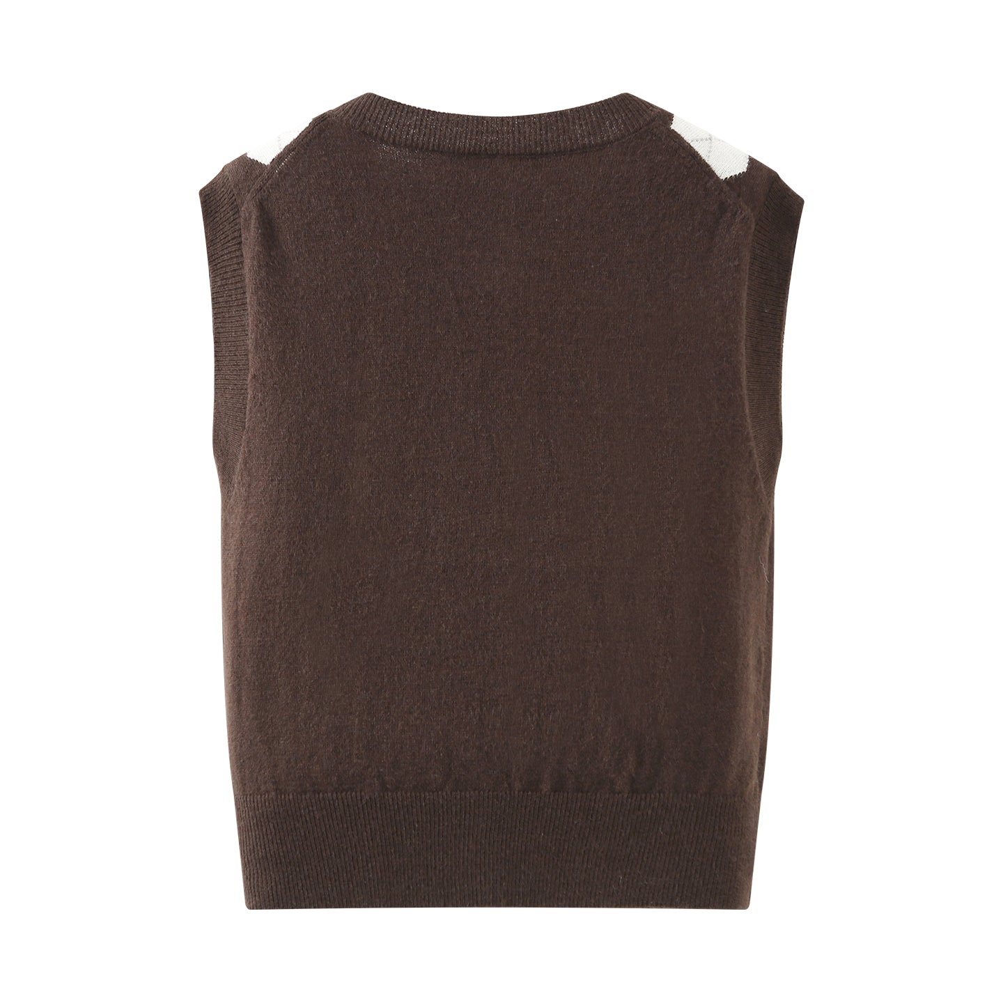 Women Clothing Autumn Diamond Plaid Retro Sleeveless Knitted Cardigan Vest