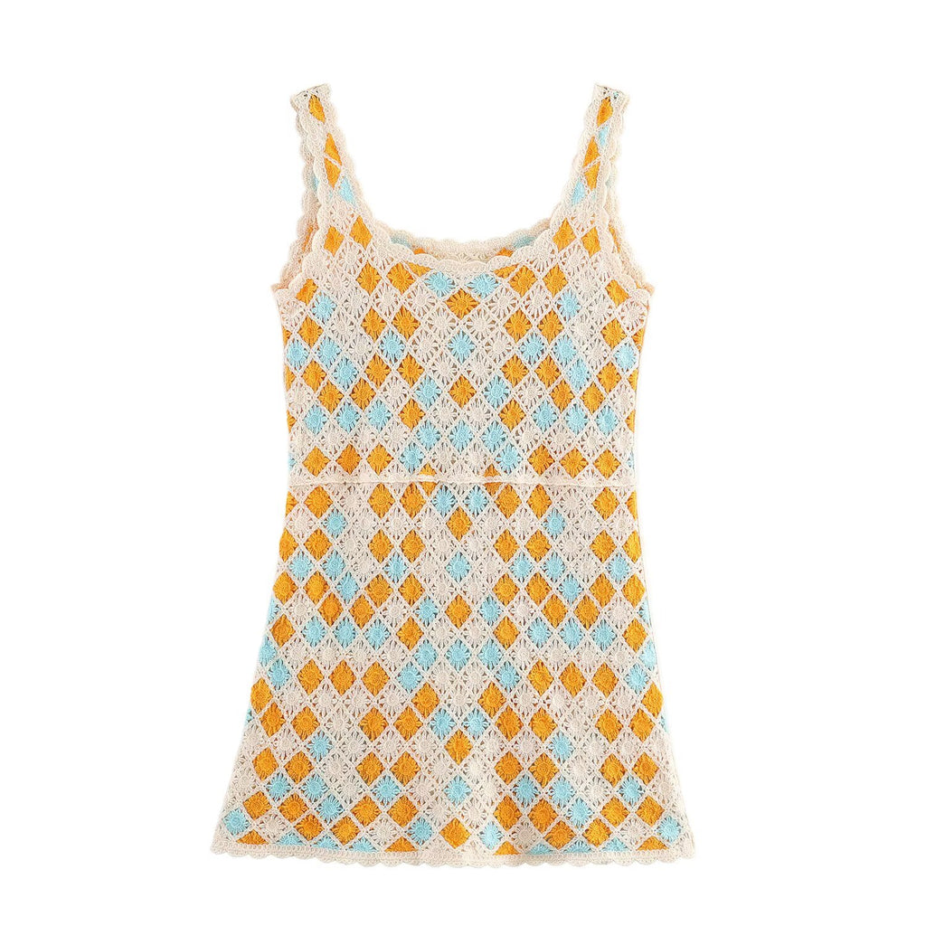 Women Clothing Fall Cute Youth Looking Girlish Crochet Vest Dress Howe