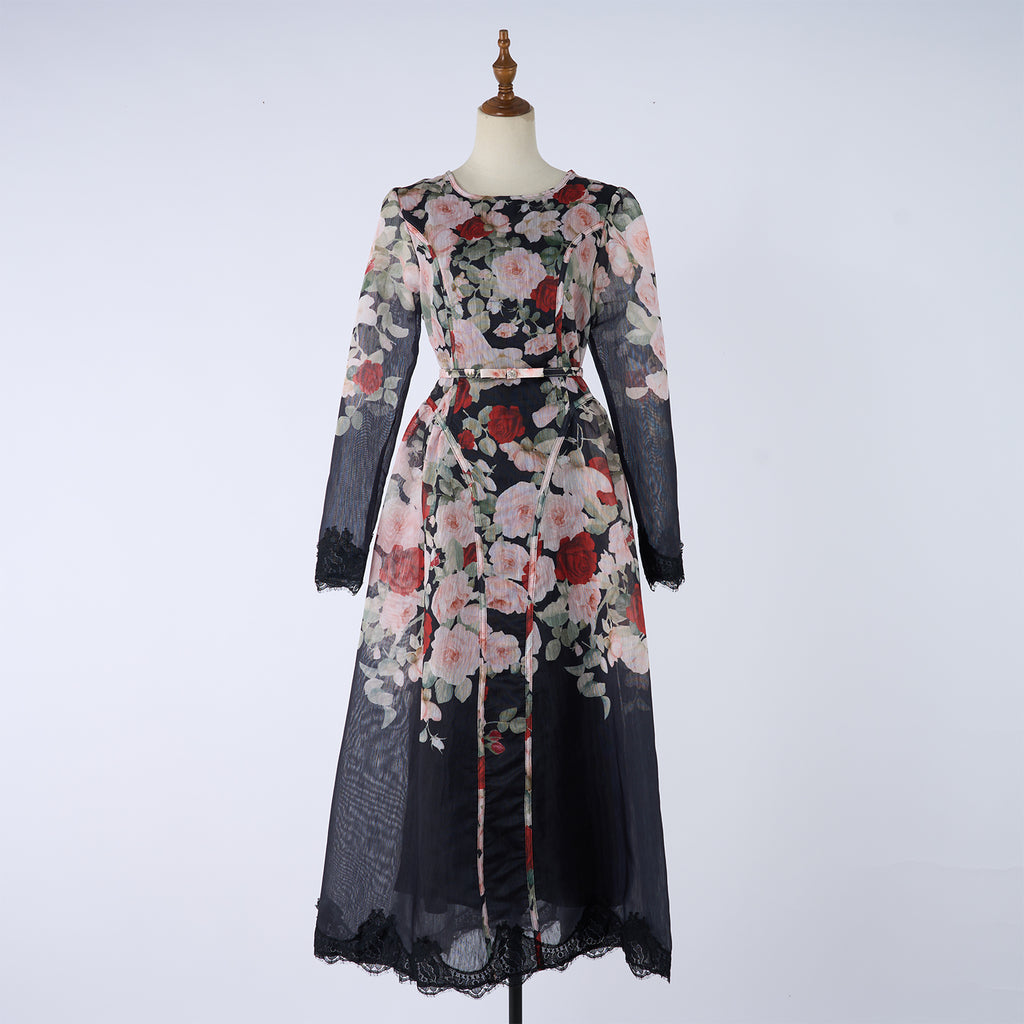 Women Printed Long Sleeved Summer And Autumn Vacation Dress Daylight