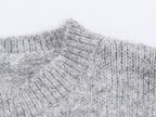 Chaleco de punto con cuello redondo y adornos florales para mujer, ropa de otoño coreana