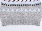 Chaleco de punto con cuello redondo y adornos florales para mujer, ropa de otoño coreana