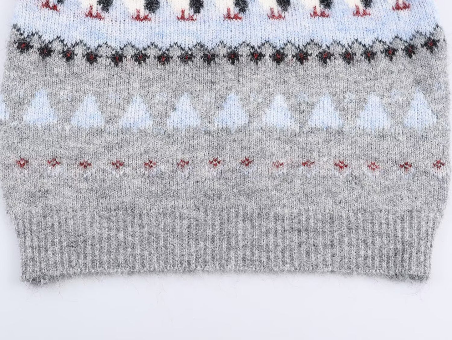 Women Clothing Autumn Korean Outerwear Bandage Floral Decorations round Neck Knitted Vest Top