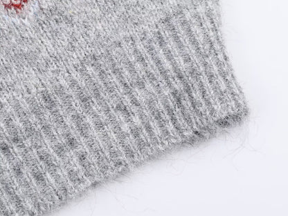 Women Clothing Autumn Korean Outerwear Bandage Floral Decorations round Neck Knitted Vest Top