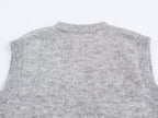 Chaleco de punto con cuello redondo y adornos florales para mujer, ropa de otoño coreana