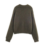 Gilet cardigan rétro à revers jacquard et lacets en maille, coupe ample et amincissante, idéal pour l'automne et les femmes.