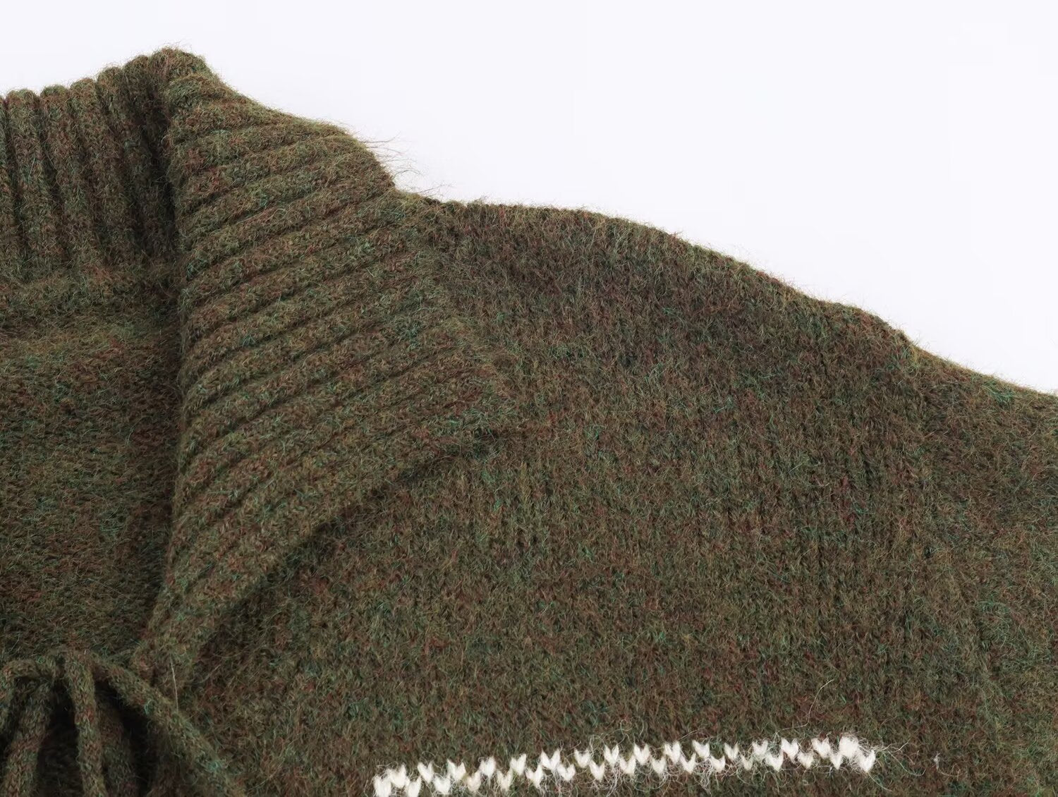 Cárdigan de punto con solapas retro y cordones de jacquard para mujer, suéter holgado y adelgazante de otoño