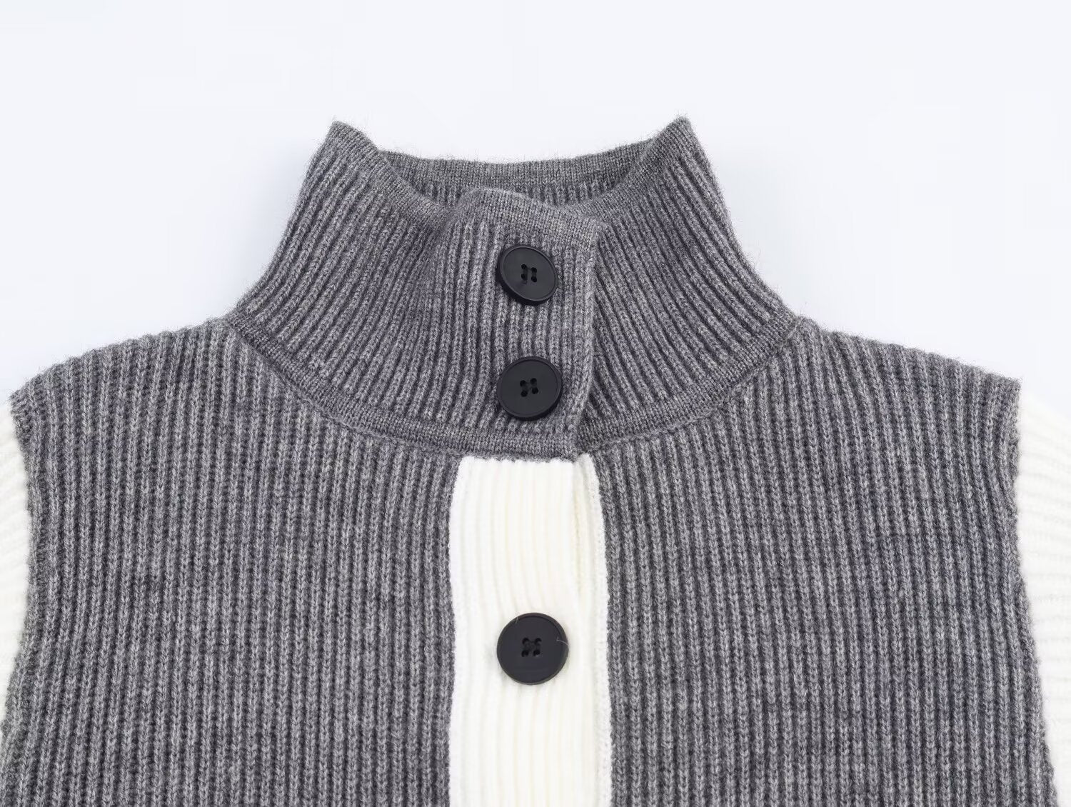 Cárdigan de punto con costuras de colores a juego, holgado e informal para mujer de otoño