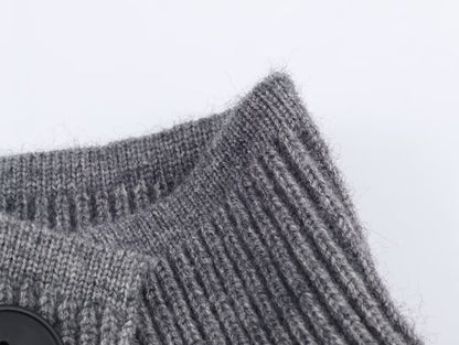 Autumn Women Casual Loose All Matching Color Stitching Knitted Cardigan