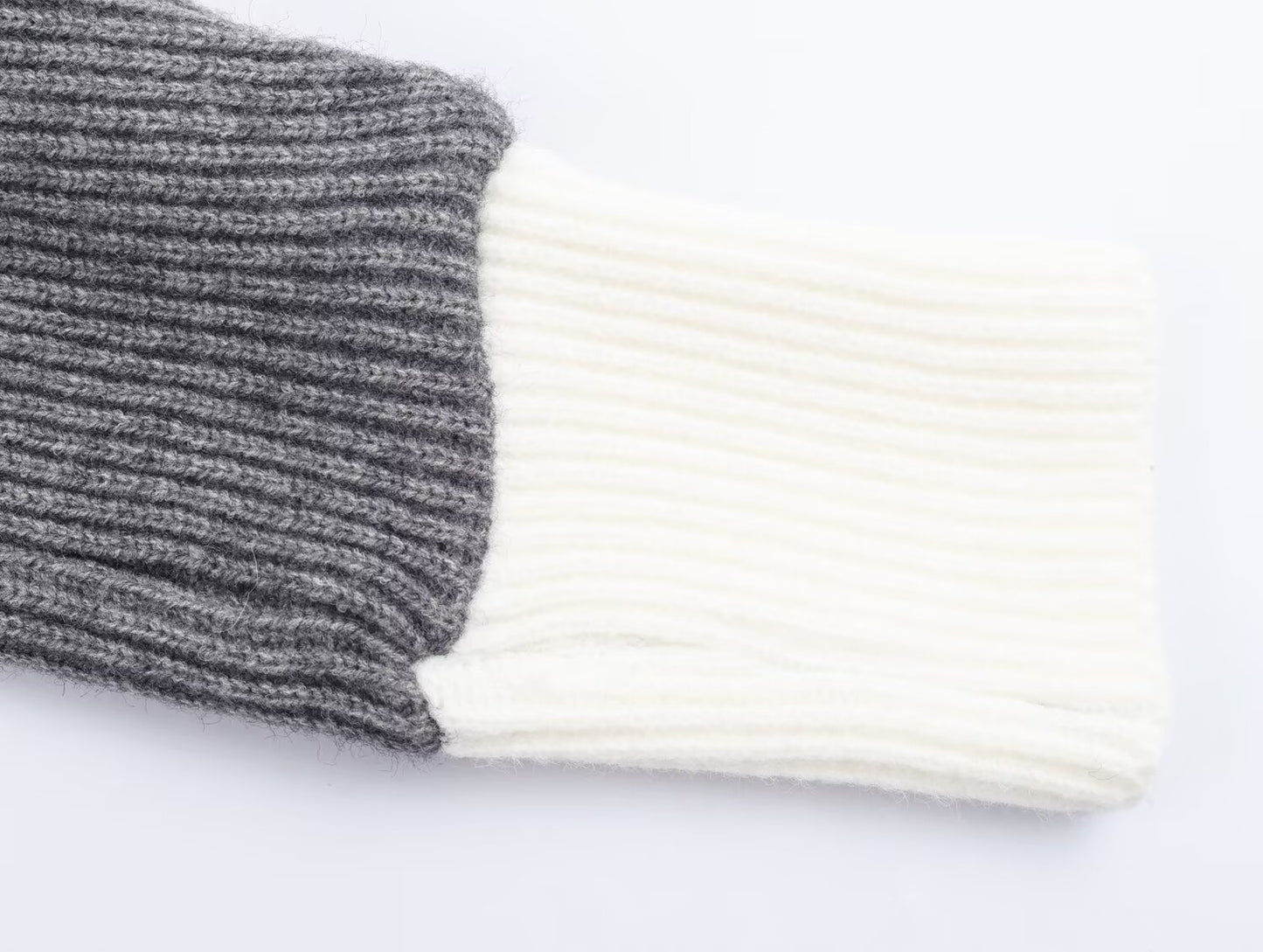 Autumn Women Casual Loose All Matching Color Stitching Knitted Cardigan