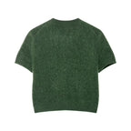 Ropa de oficina para mujer de principios de otoño, cuello redondo, manga corta, botonadura sencilla, punto