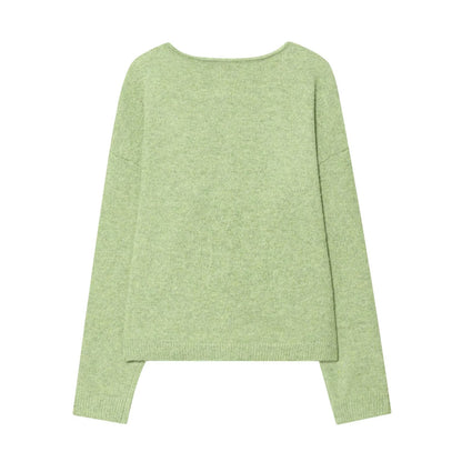 Women Clothing All Match Casual Solid Color Long Sleeve Single Breasted Classic Loose Cardigan Sweater Coat
