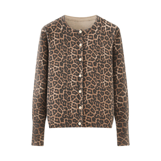 Fall Women Clothing Stylish Simple round Neck Button Decoration Cardigan