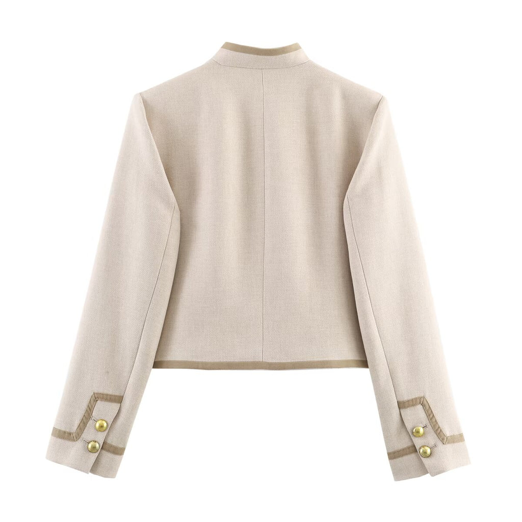 Women Clothing Casual Padded Shoulder Bends Hitches Chinese Knot Button Top SenDa