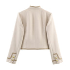 Women Clothing Casual Padded Shoulder Bends Hitches Chinese Knot Button Top SenDa