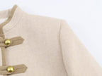 Women Clothing Casual Padded Shoulder Bends Hitches Chinese Knot Button Top SenDa
