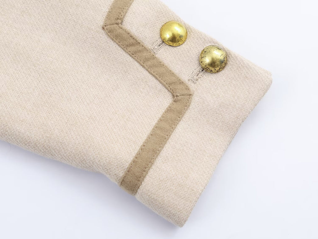 Women Clothing Casual Padded Shoulder Bends Hitches Chinese Knot Button Top SenDa