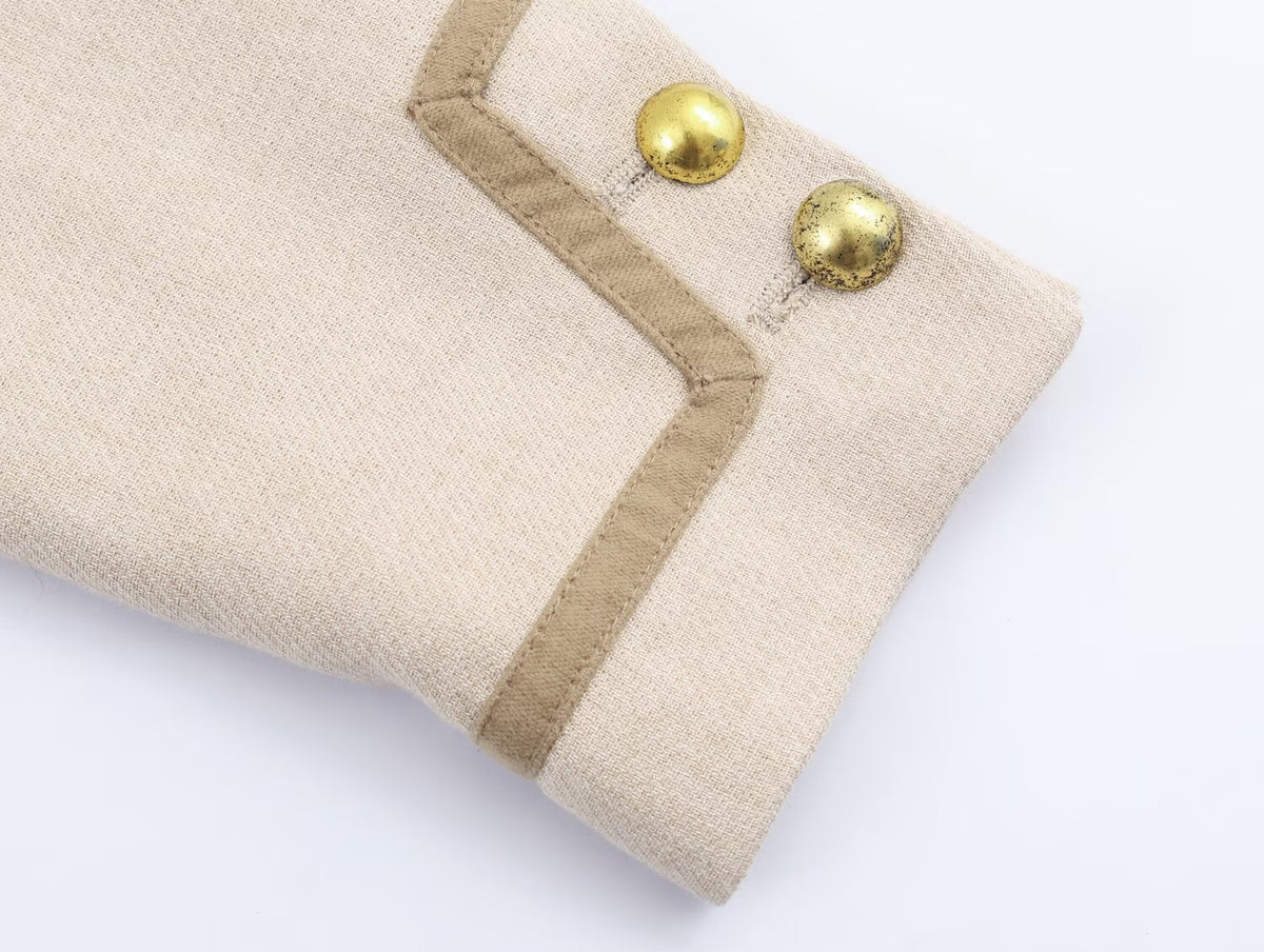 Women Clothing Casual Padded Shoulder Bends Hitches Chinese Knot Button Top SenDa
