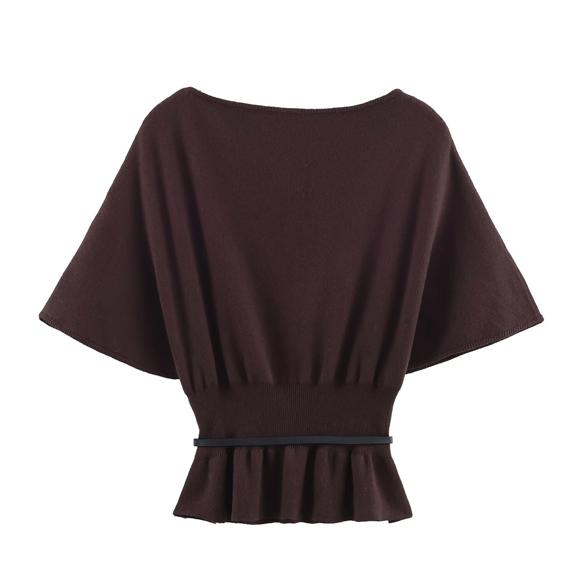 Women Clothing Top With Belt Laminated Decoration Knitwear SenDa