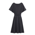 Women with Belt Knitted Mid Length Dress SenDa