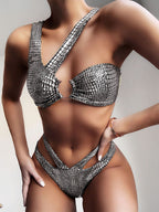 Traje de baño de tela estampada para mujer, bikini sexy, traje de baño Fission
