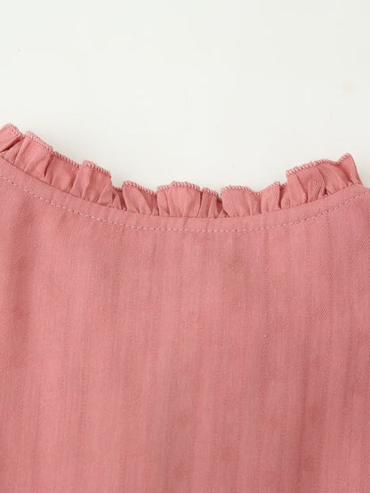 Camisa bordada de manga larga con contraste de color para mujer
