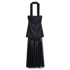 Women Clothing Autumn off the Shoulder Tube Top Stitching Design Dress TRAF