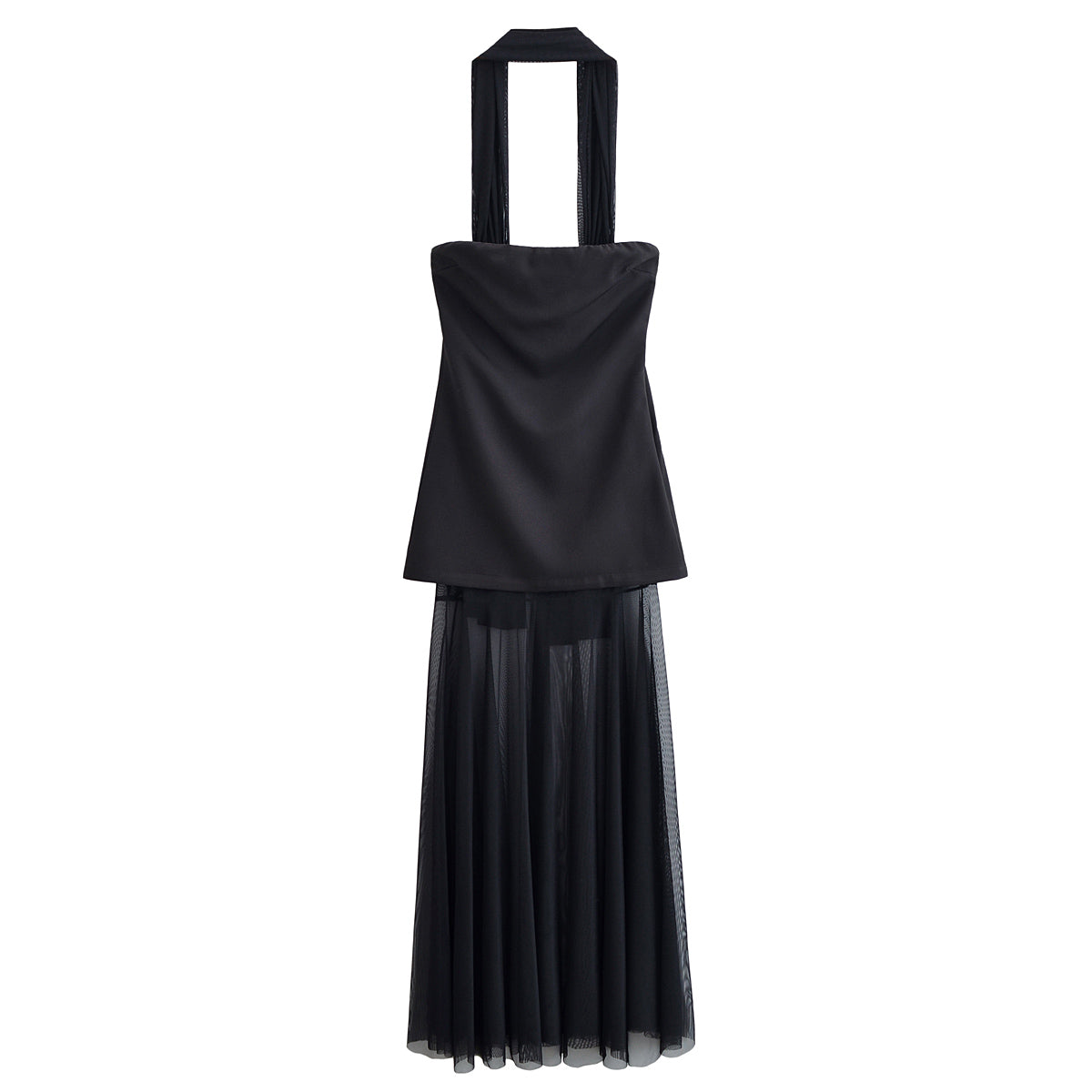 Women Clothing Autumn off the Shoulder Tube Top Stitching Design Dress TRAF