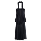 Women Clothing Autumn off the Shoulder Tube Top Stitching Design Dress TRAF