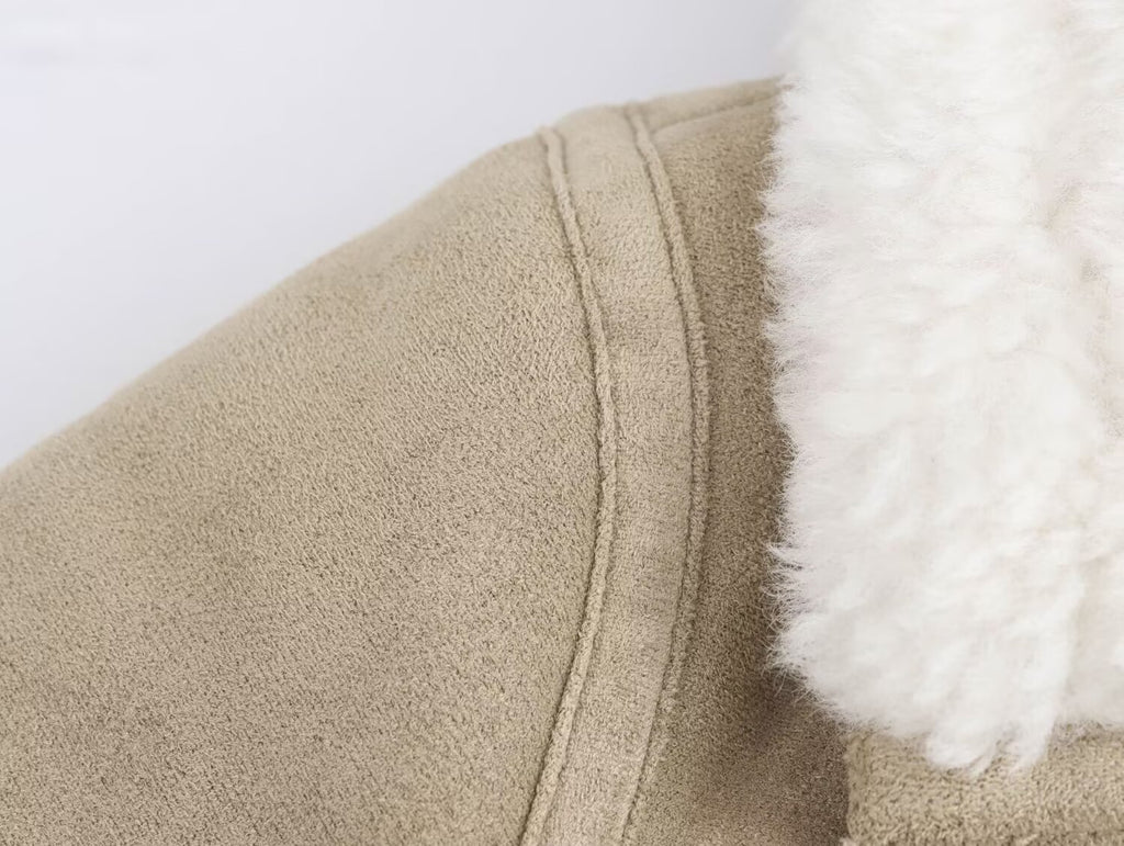 Women Clothing Autumn Winter Collared Thread Hem Zipper Jacket Coat SenDa